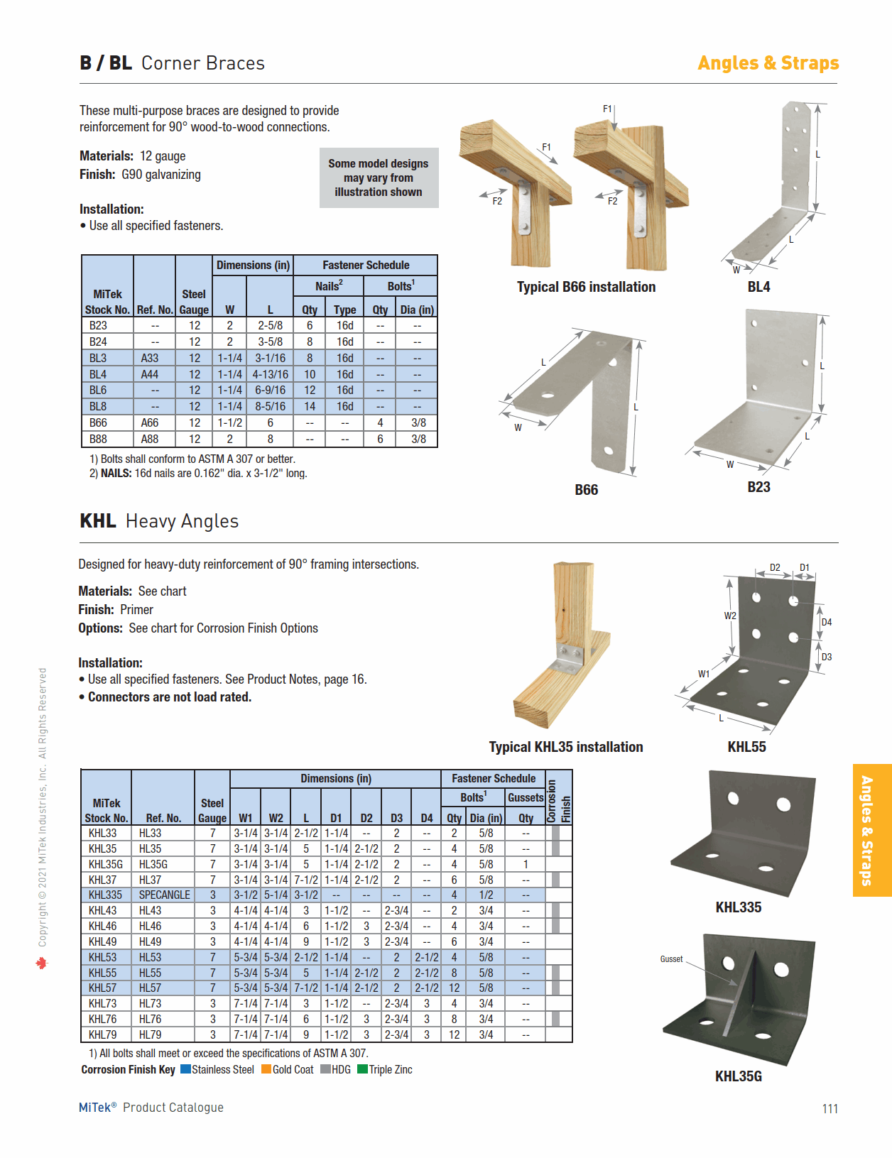 Main 2 - CORNER BRACKET 4-13/16" 25/BOX
(A44) -