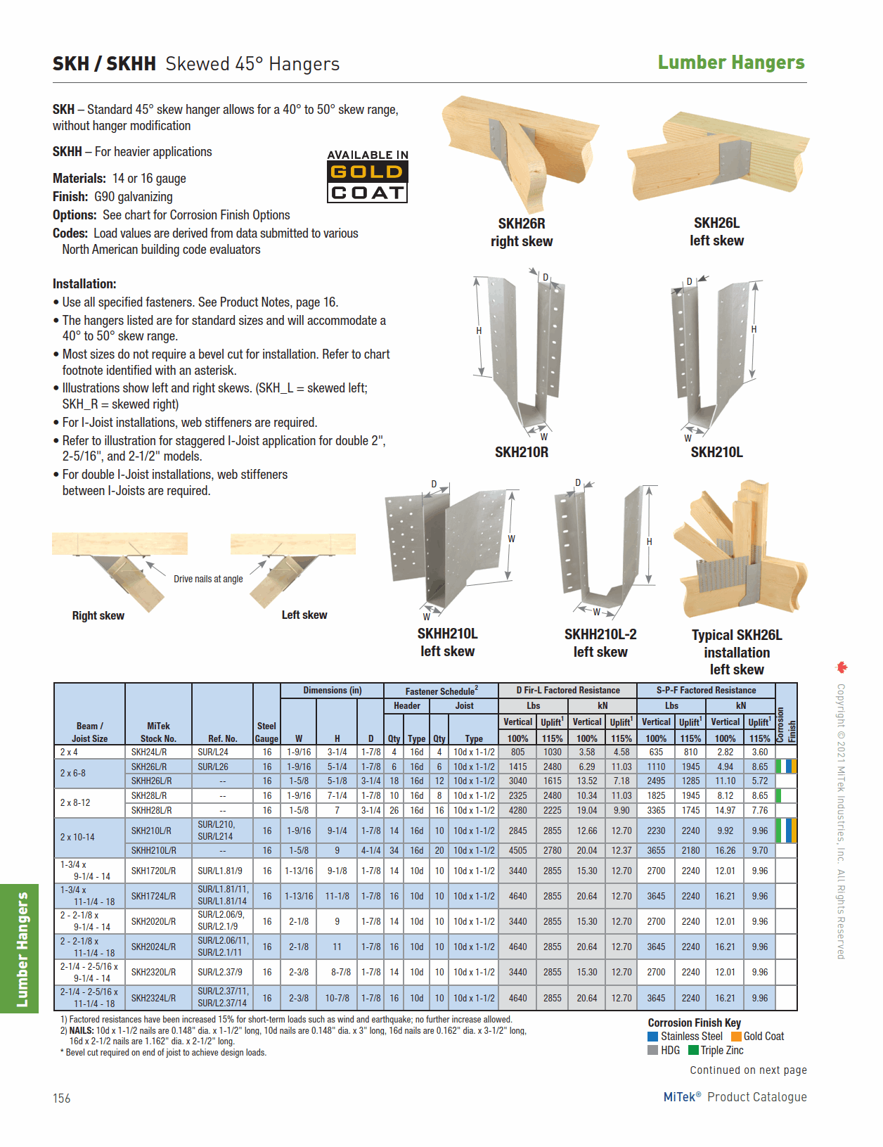 Main 2 - 2 x 6 RIGHT SKEW ANGLE HANGER - FACE MOUNTED (G185 / SUR26Z) -