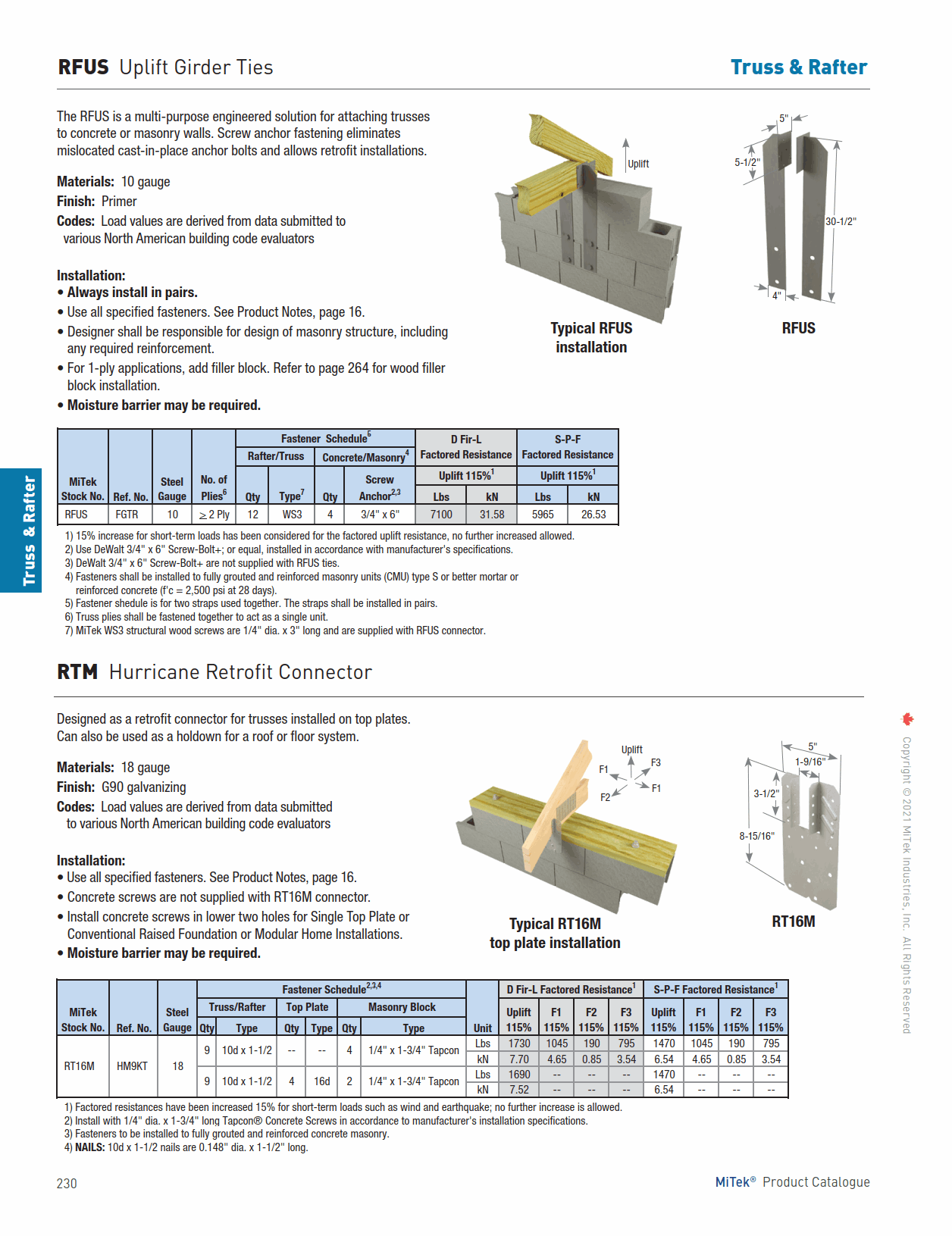 Main 2 - 2-PLY HURRICANE/SEISMIC ANCHOR -
TRUSS TO DOUBLE PLATE -
