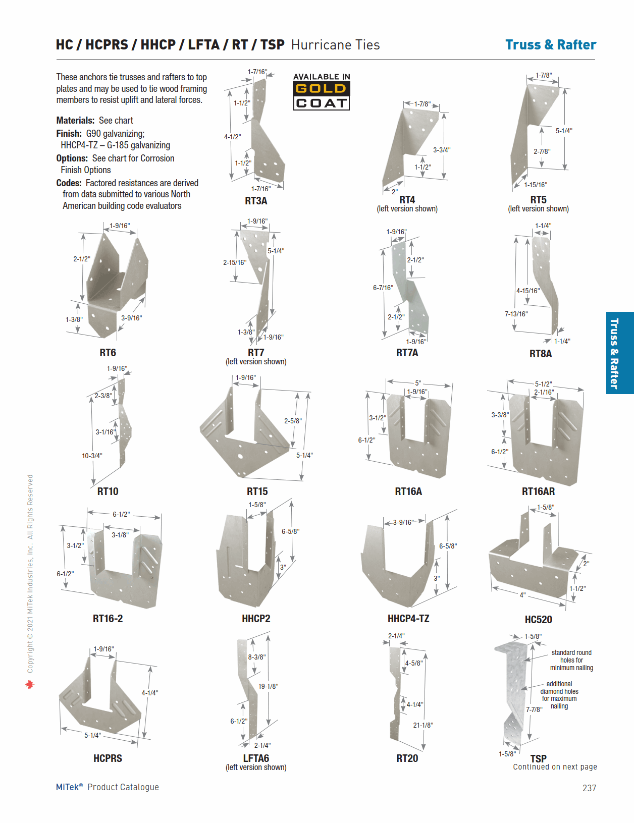 Main 2 - HURRICANE/SEISMIC ANCHOR - TRUSS
TO DOUBLE PLATE H10A H14 -