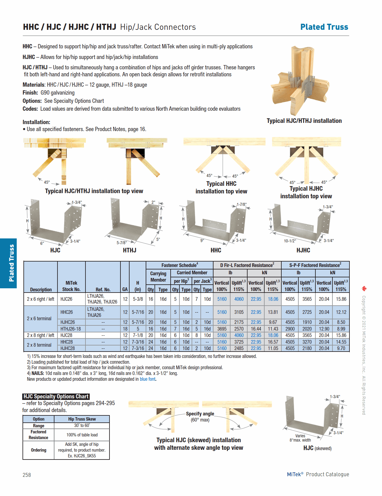Main 2 - THJA26 TRUSS/HIP RAFTER CONNECT
HHC26 -