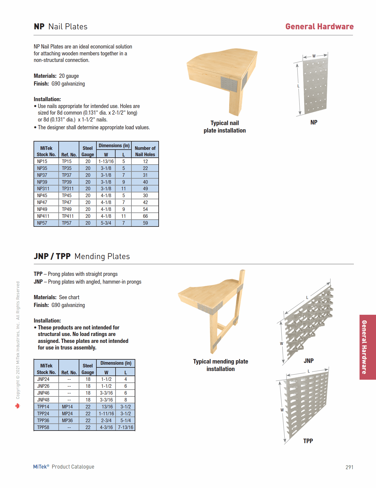 Main 2 - 1-13/16" X 5" NAIL PLATE 100/BOX
TP15 -
